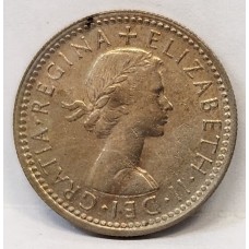 GREAT BRITAIN UK 1961 . SIXPENCE . ERROR . MIS-STRIKE ON OBVERSE